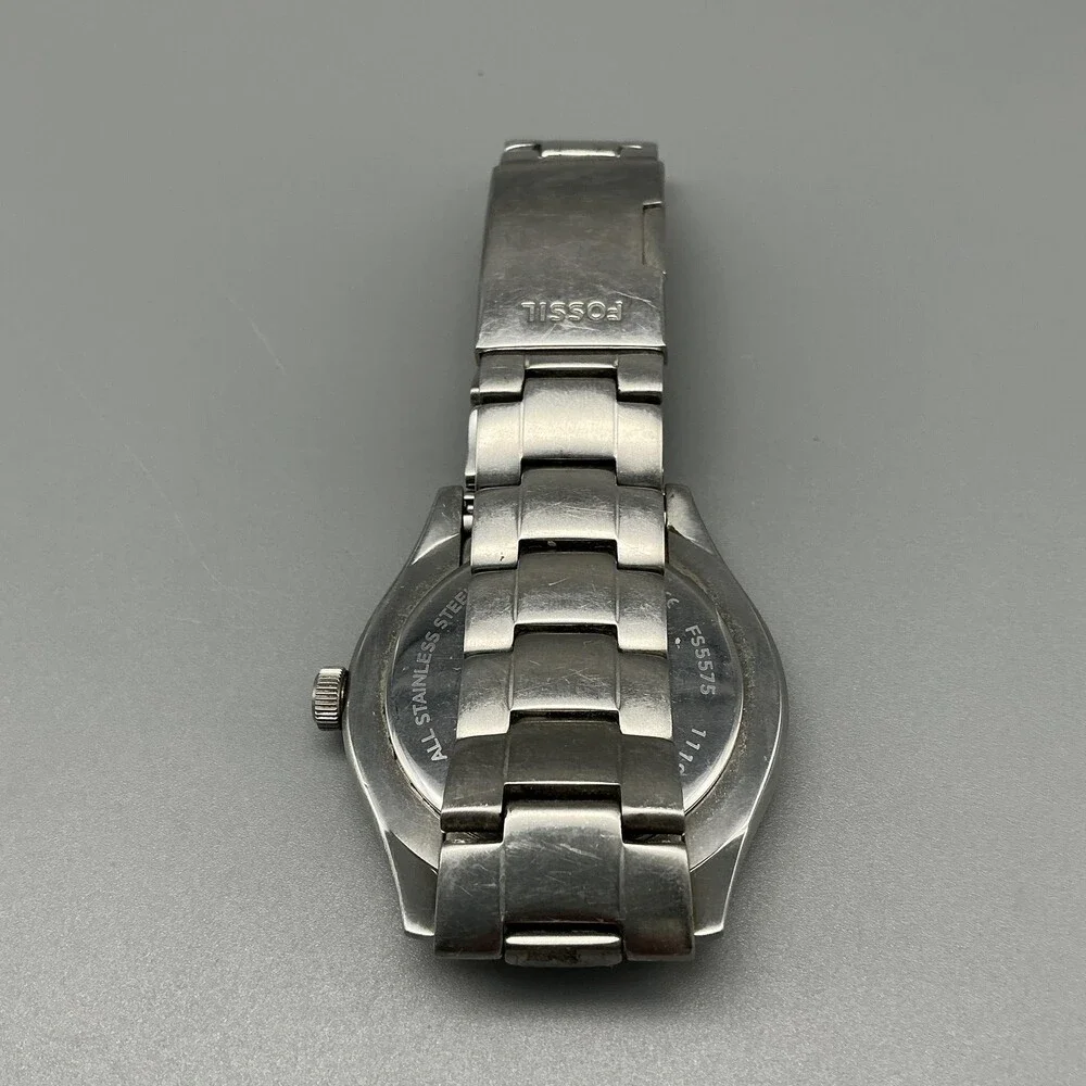 Fossil Belmar Mens Watch 42mm Black Dial Multifunction FS5575 New Battery 8.5